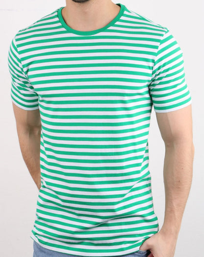 Benetton Streifen-T-Shirt Grün