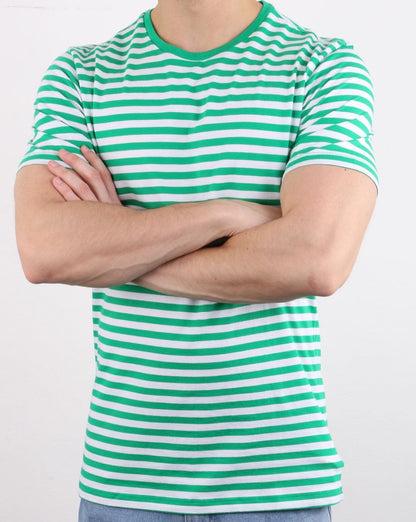 Benetton Streifen-T-Shirt Grün
