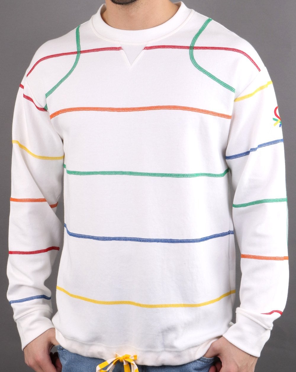 Benetton Striped Sweatshirt Off White