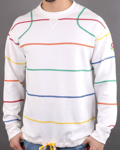 Benetton – Gestreiftes Sweatshirt in Off-White