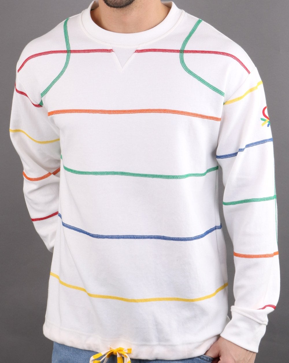 Benetton Striped Sweatshirt Off White