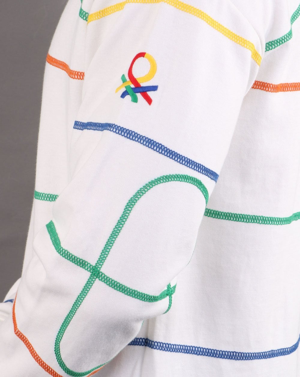 Benetton – Gestreiftes Sweatshirt in Off-White