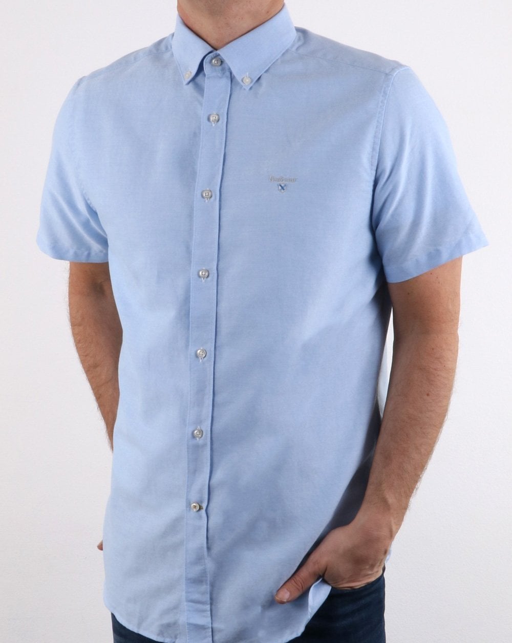 Barbour Oxford Kurzarmhemd Himmelblau