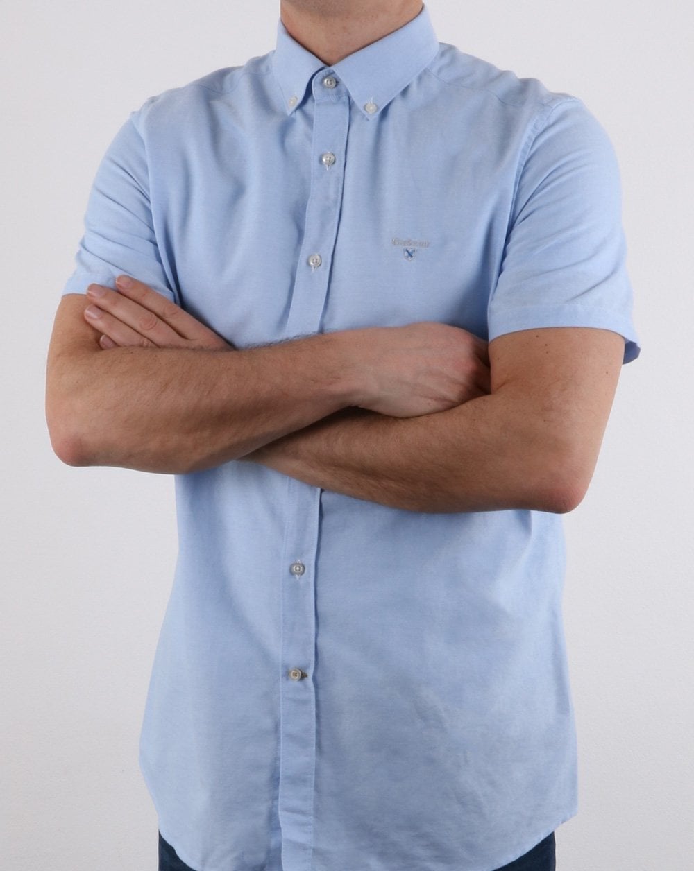 Barbour Oxford Kurzarmhemd Himmelblau
