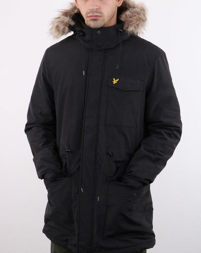 Lyle And Scott – Winterleichter Parka mit Futter aus Mikrofleece – Echtschwarz