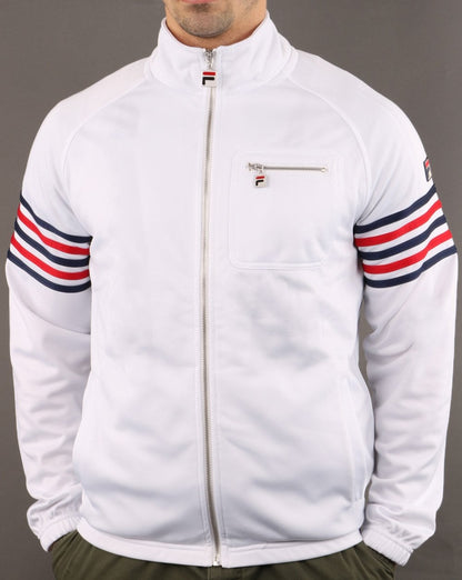 Fila Vintage 5-Streifen-Trainingsjacke Weiß/Rot/Marineblau