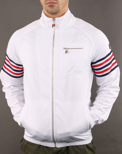Fila Vintage 5-Streifen-Trainingsjacke Weiß/Rot/Marineblau