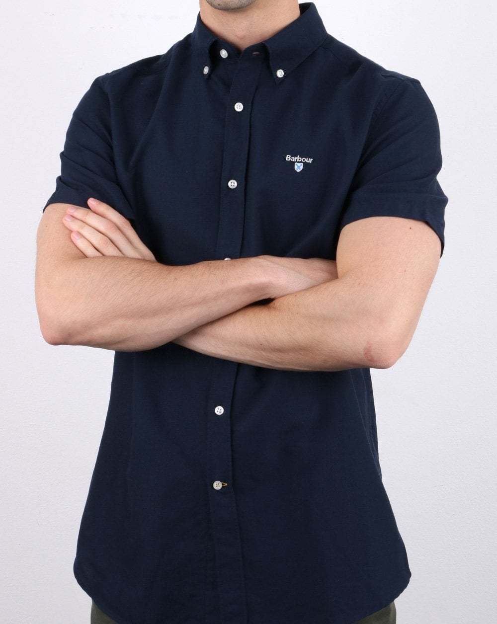 Barbour Oxford Kurzarmhemd Marineblau