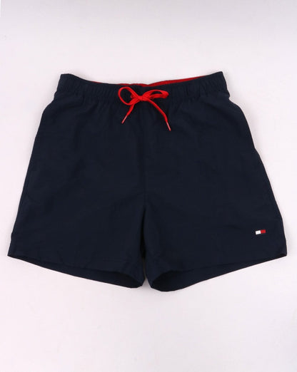 Tommy Hilfiger – Badeshorts mit Kordelzug in Marineblau