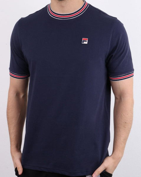 Fila Vintage Retro Ringer T Shirt Navy