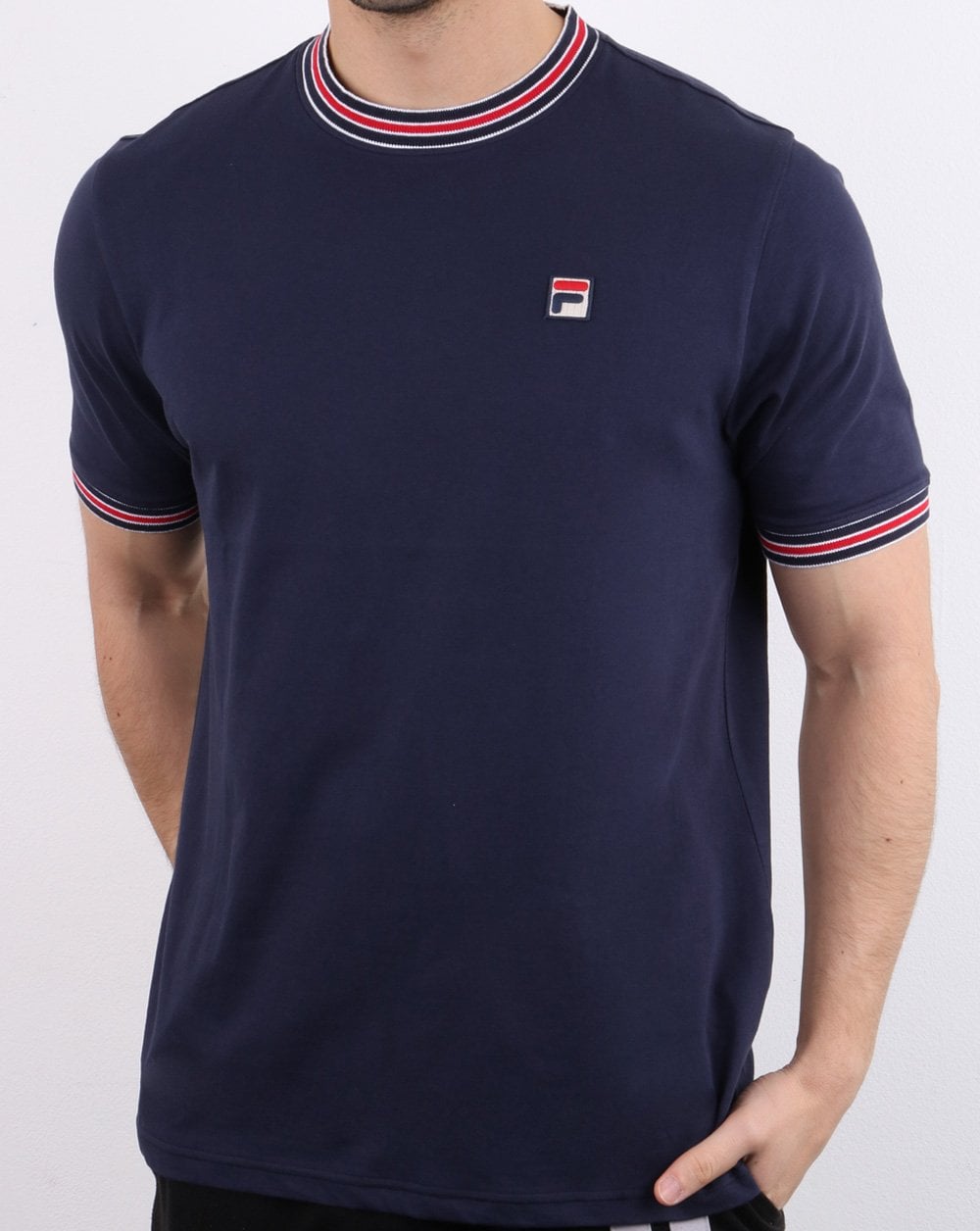 Fila Vintage Retro Ringer T-Shirt Marineblau