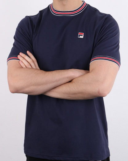 Fila Vintage Retro Ringer T-Shirt Marineblau