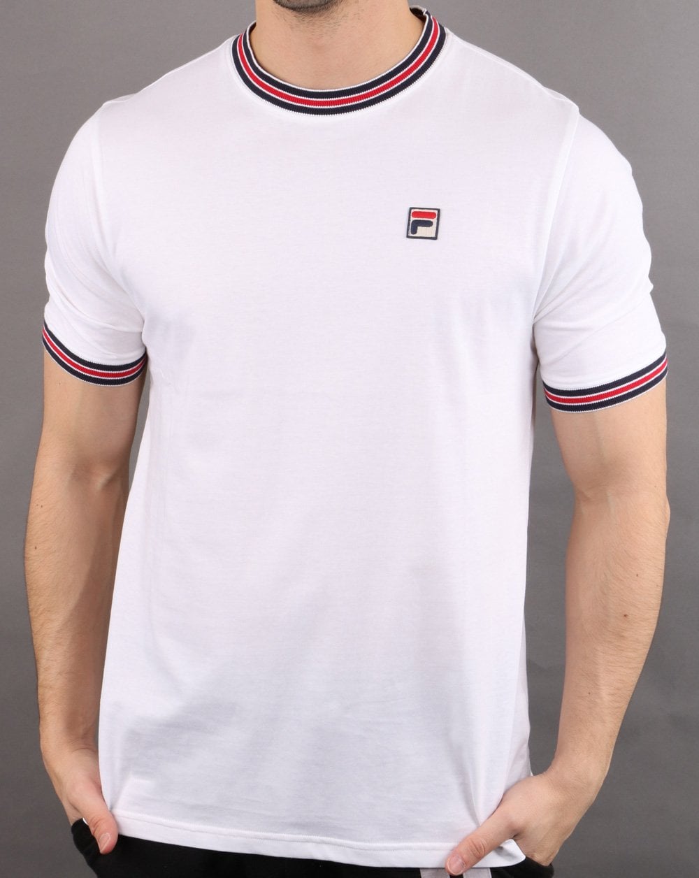 Fila Vintage Retro Ringer T-Shirt Weiß