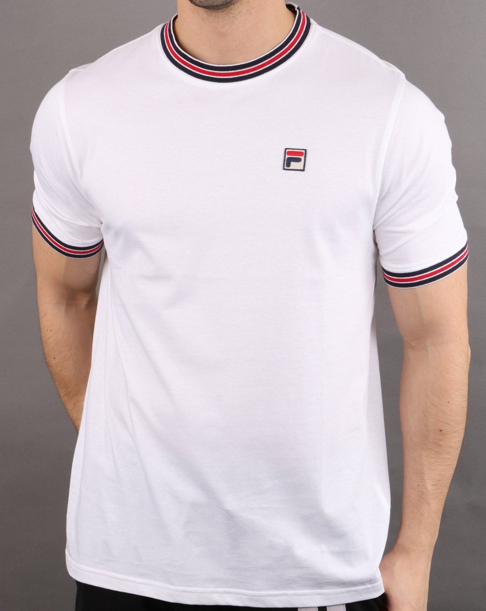Fila Vintage Retro Ringer T Shirt White