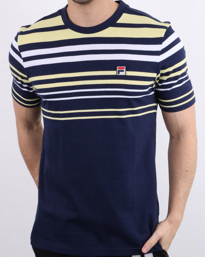 Fila Vintage Business T-Shirt Marineblau/Weiß/Gelb