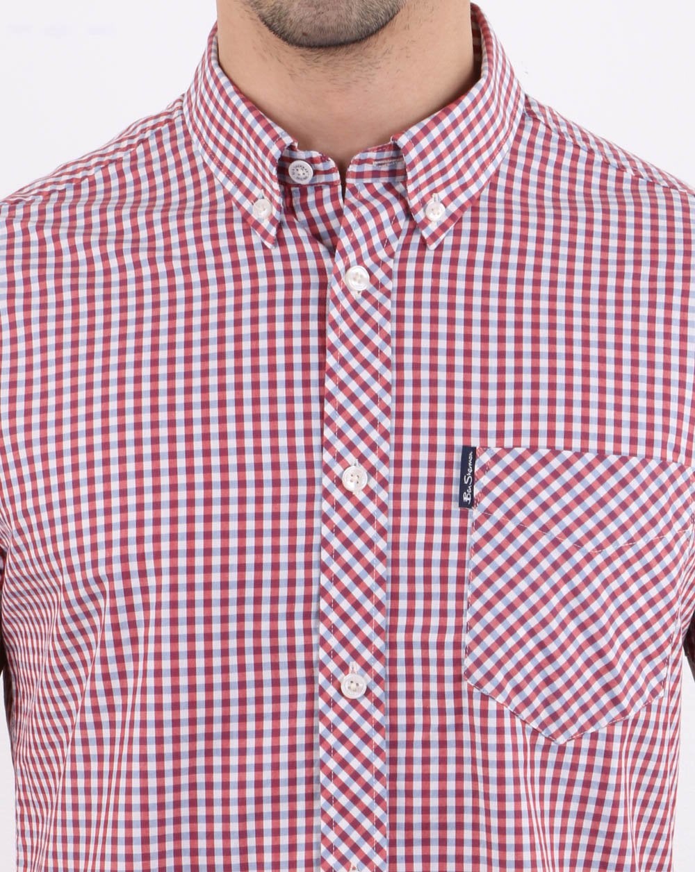 Ben Sherman – Kurzärmliges Hemd mit Vichy-Karomuster in Rot