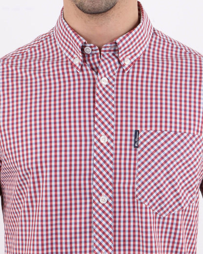 Ben Sherman – Kurzärmliges Hemd mit Vichy-Karomuster in Rot