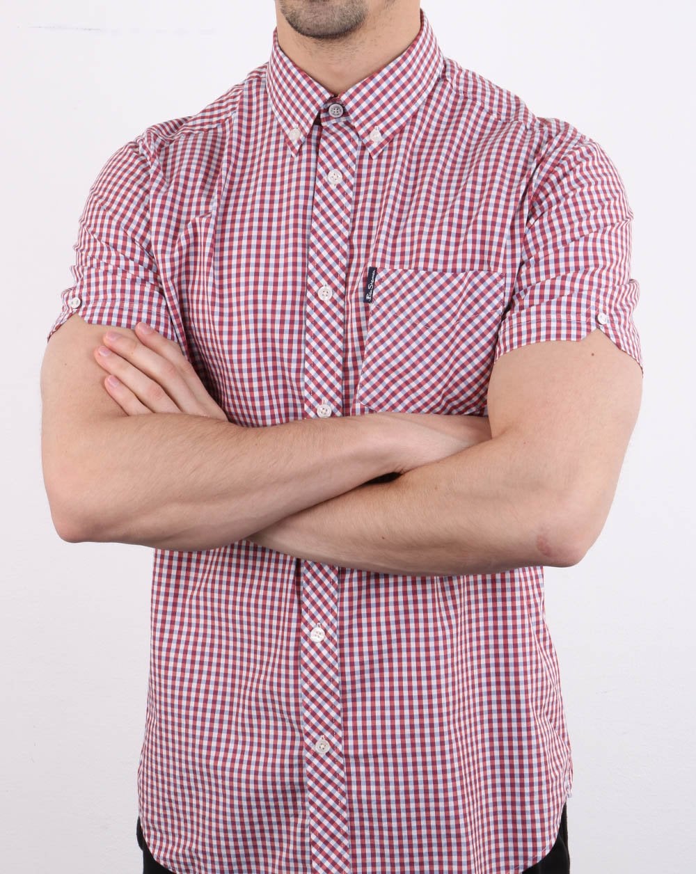 Ben Sherman – Kurzärmliges Hemd mit Vichy-Karomuster in Rot