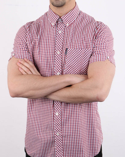 Ben Sherman – Kurzärmliges Hemd mit Vichy-Karomuster in Rot