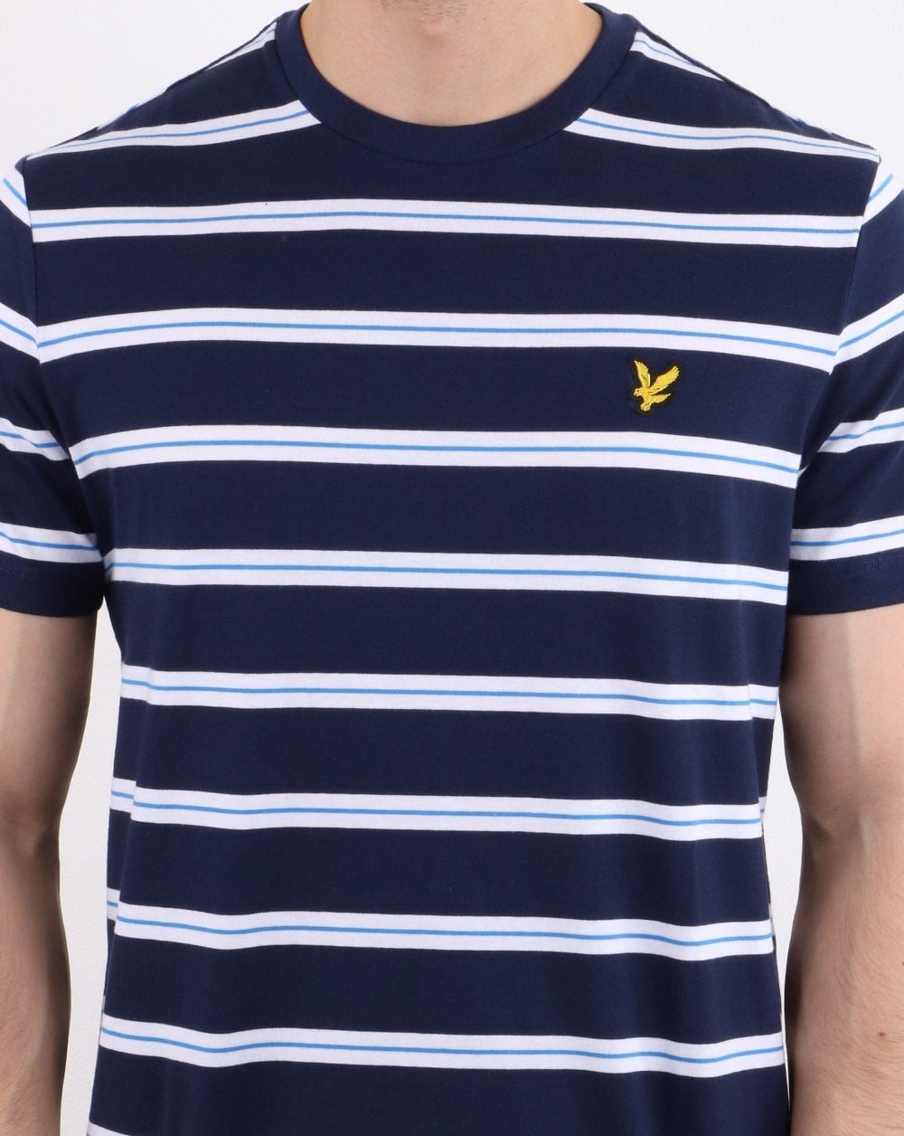 Lyle And Scott – T-Shirt mit weitem Doppelstreifen in Marineblau