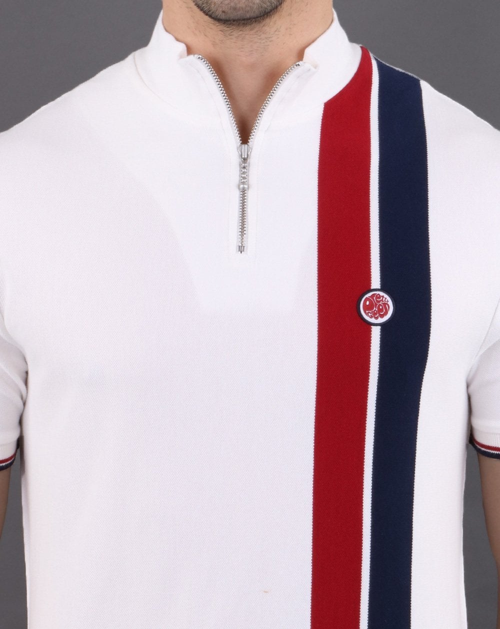 Pretty Green Retro Qtr Zip Top Weiß