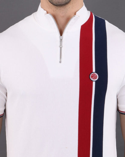 Pretty Green Retro Qtr Zip Top Weiß