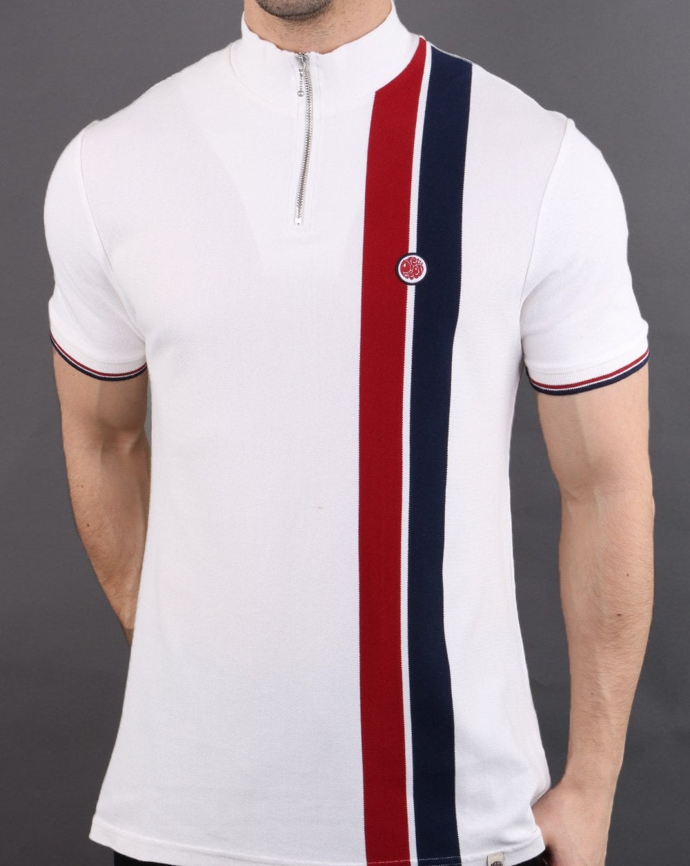 Pretty Green Retro Qtr Zip Top Weiß