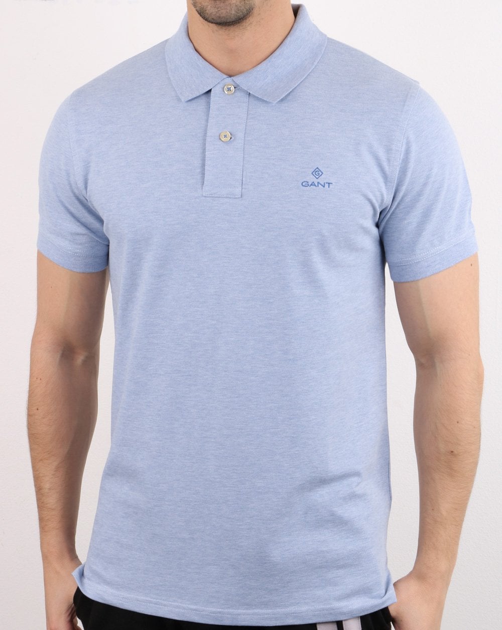Gant Contrast Collar Polo Shirt Ice Blue