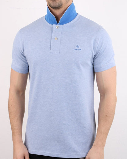 Gant Poloshirt mit Kontrastkragen, Eisblau