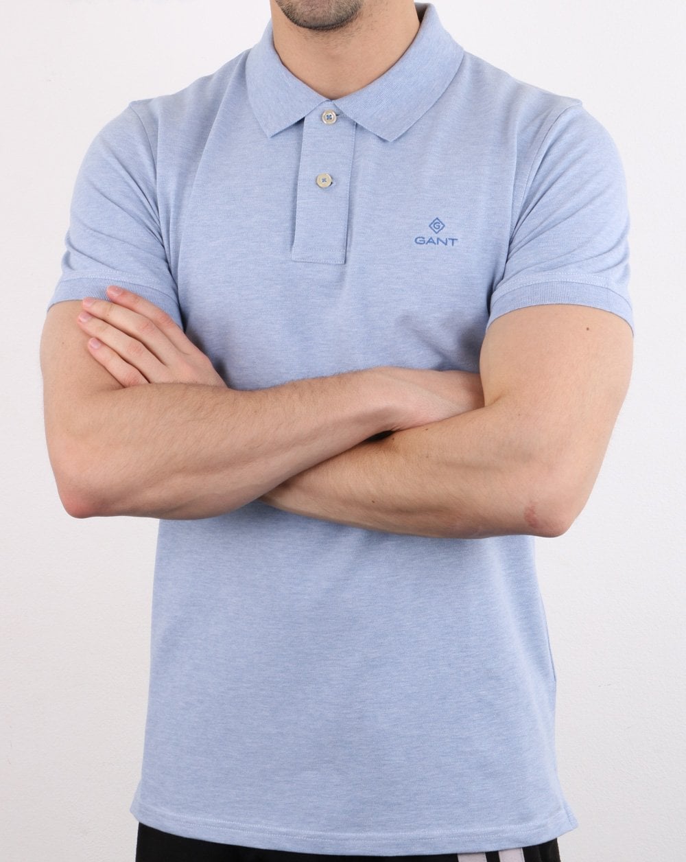 Gant Poloshirt mit Kontrastkragen, Eisblau