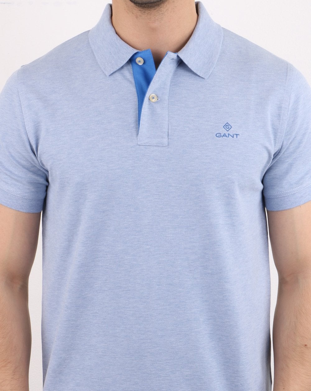 Gant Poloshirt mit Kontrastkragen, Eisblau