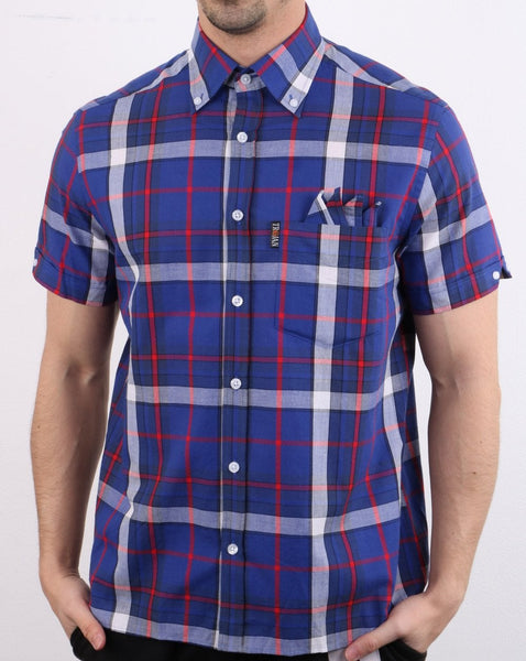 Trojan Madras Check Shirt Blue