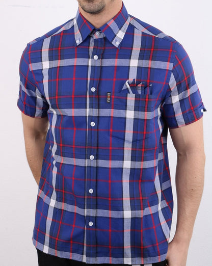 Trojan Madras Karohemd Blau