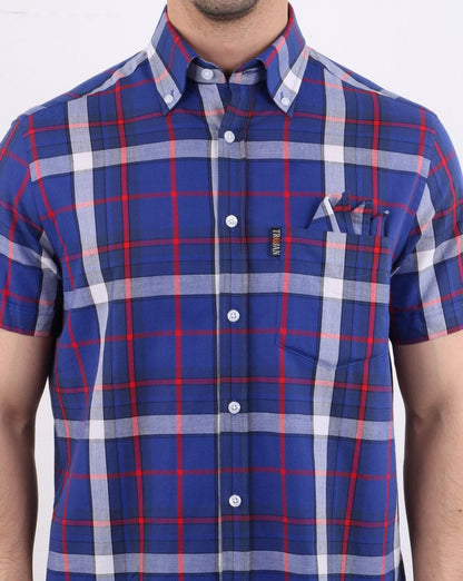 Trojan Madras Karohemd Blau