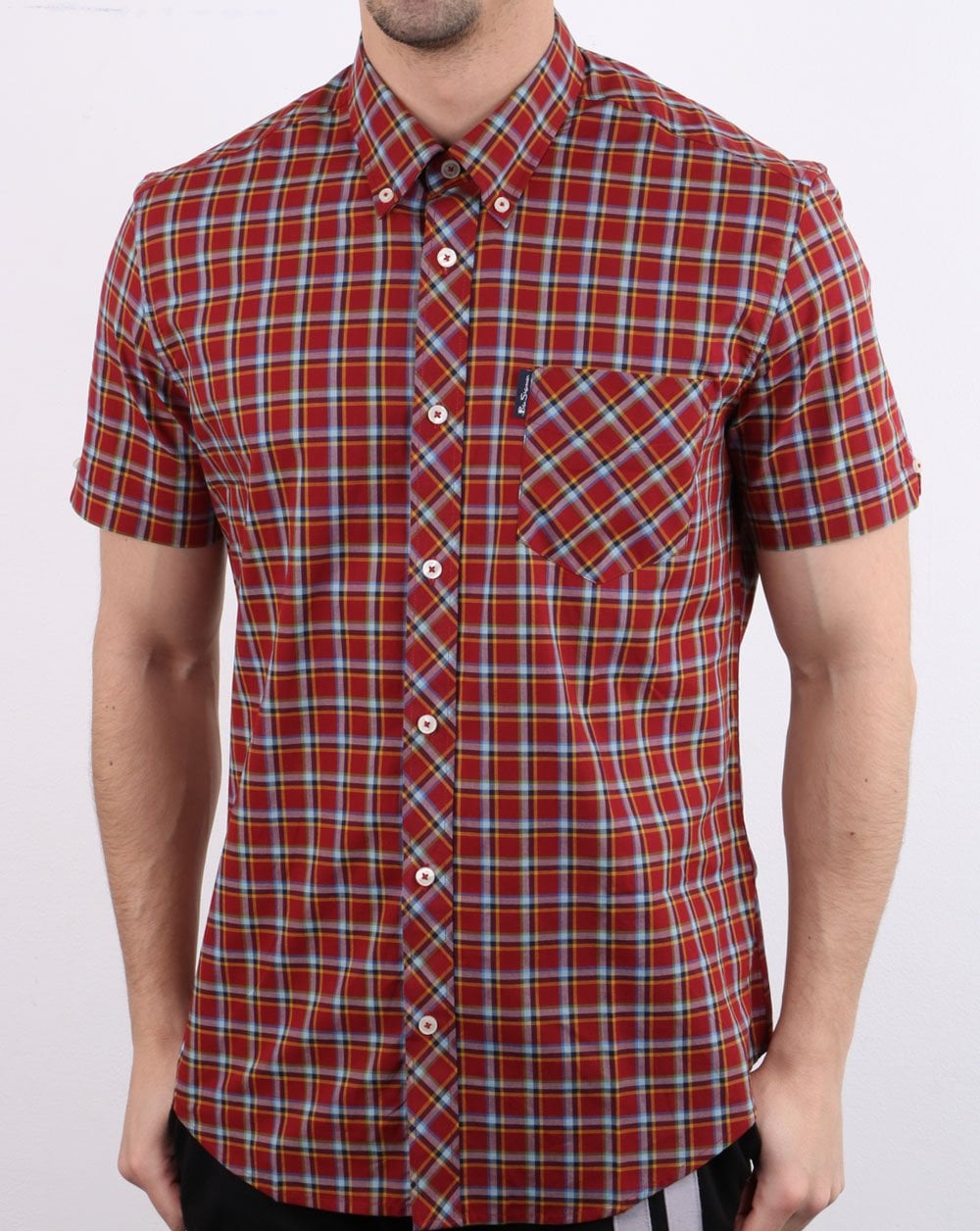 Ben Sherman – Kurzärmliges Karohemd in Rot