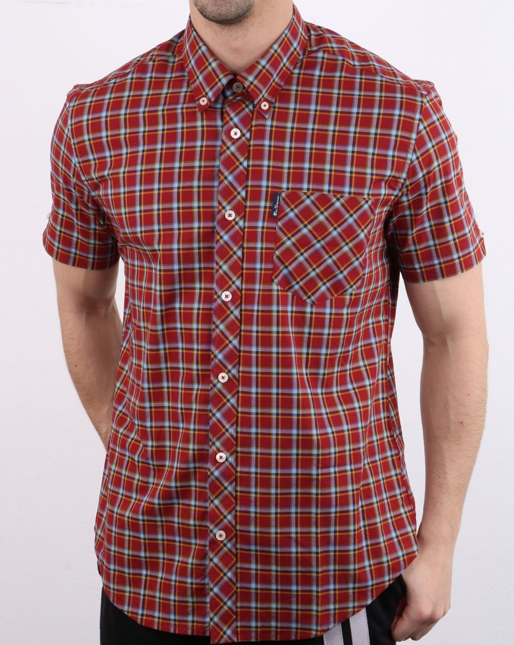 Ben Sherman – Kurzärmliges Karohemd in Rot