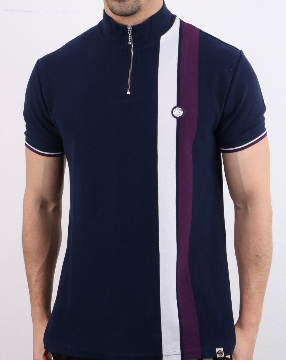 Pretty Green Retro Qtr Zip Top Marineblau