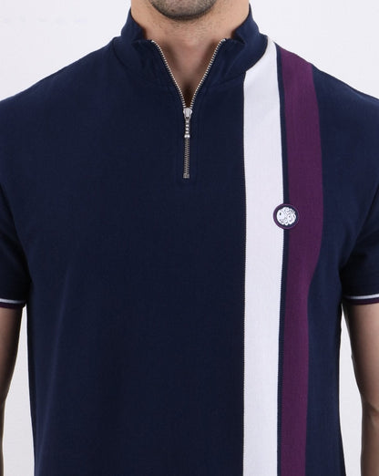 Pretty Green Retro Qtr Zip Top Marineblau