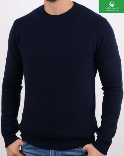Benetton Pullover aus Merinowolle Marineblau