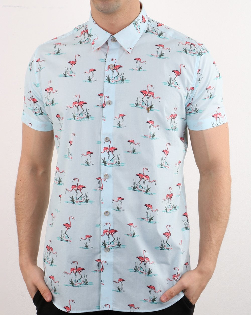 Gabicci Vintage Flamingo Hemd Himmelblau