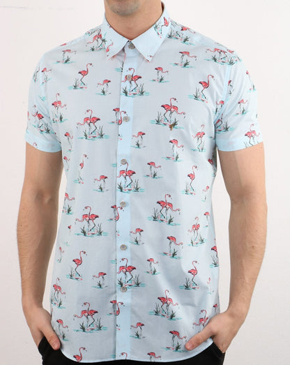 Gabicci Vintage Flamingo Hemd Himmelblau
