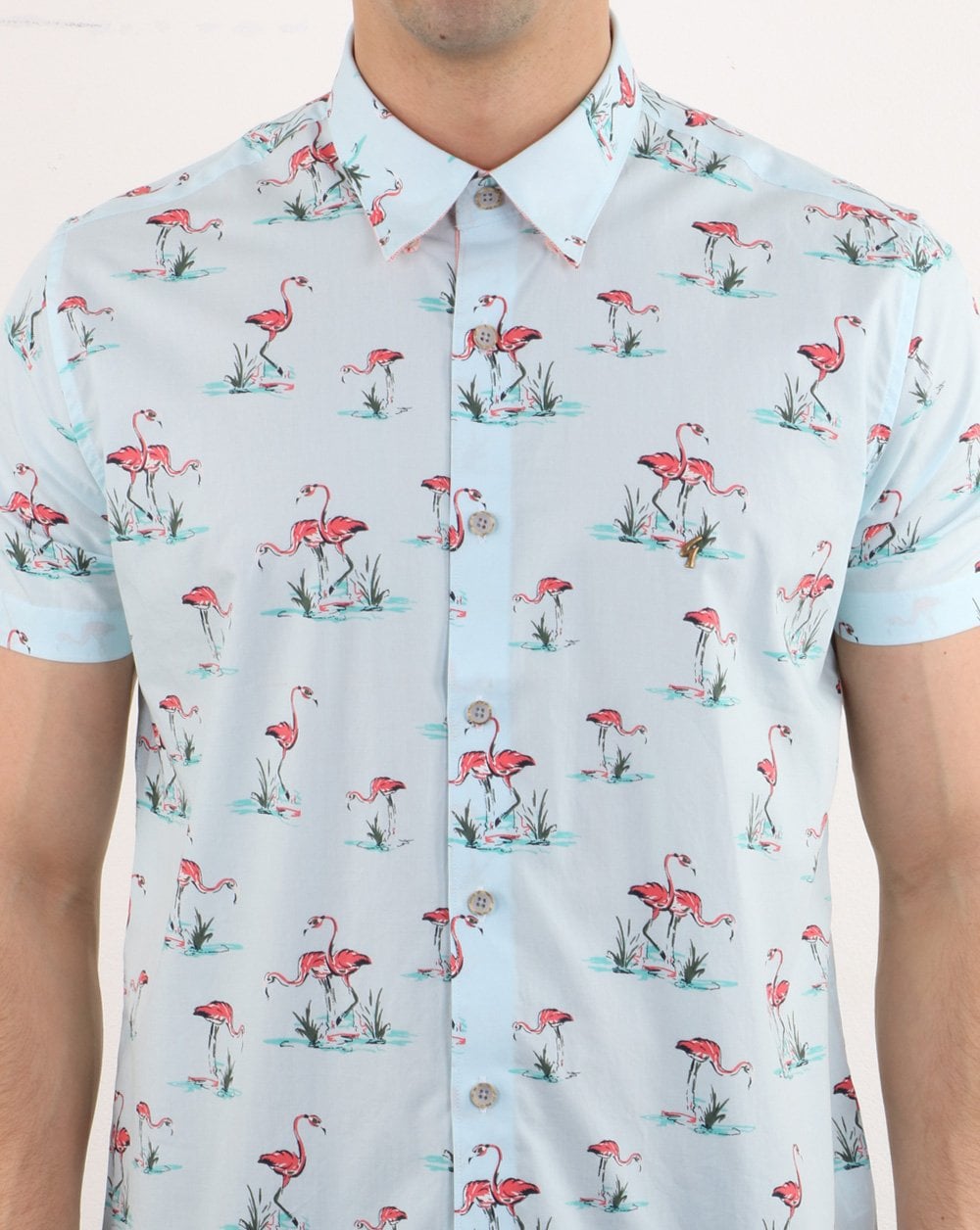 Gabicci Vintage Flamingo Hemd Himmelblau