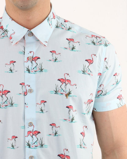Gabicci Vintage Flamingo Hemd Himmelblau