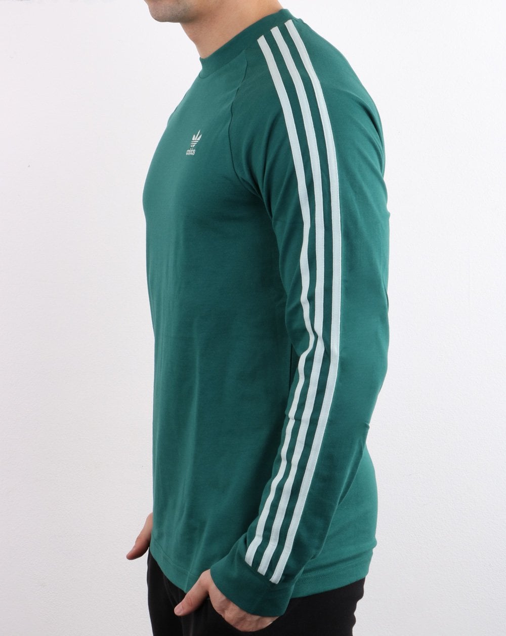 Adidas Originals 3-Streifen Langarm-T-Shirt Noble Green