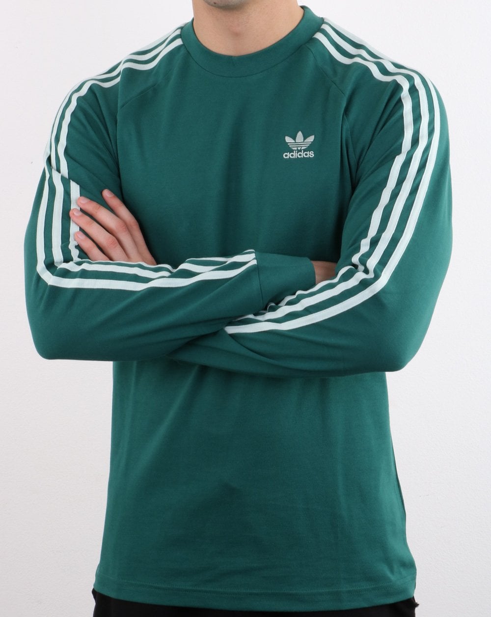 Adidas Originals 3-Streifen Langarm-T-Shirt Noble Green