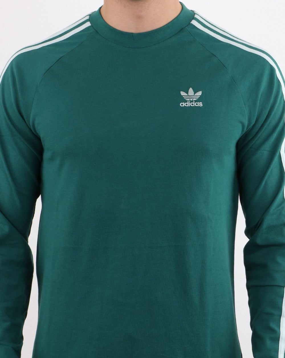 Adidas Originals 3 Stripes Long Sleeved T Shirt Noble Green