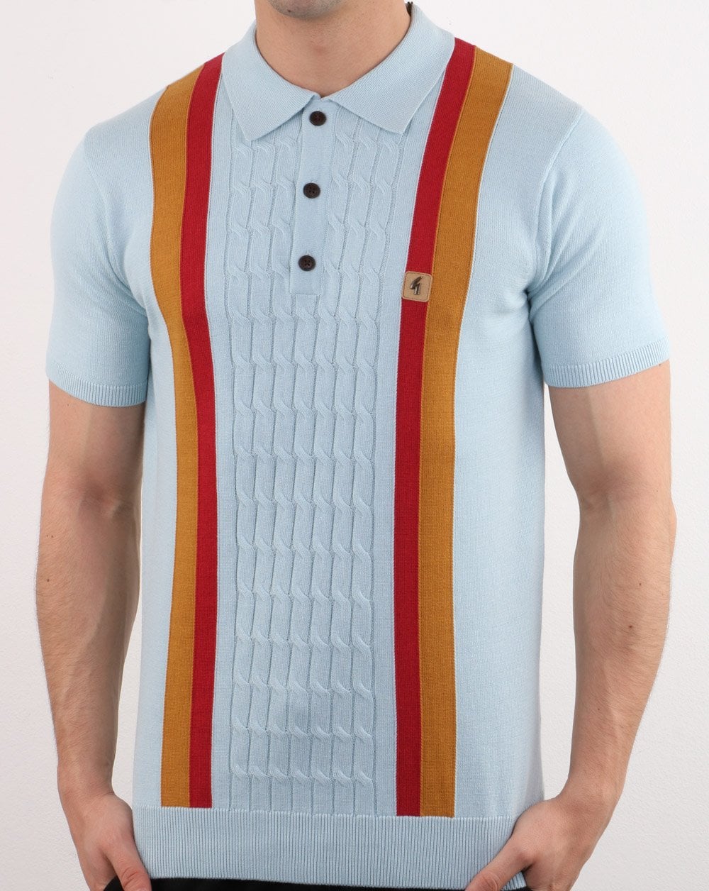 Gabicci Vintage Turney Gestreiftes Poloshirt Himmelblau