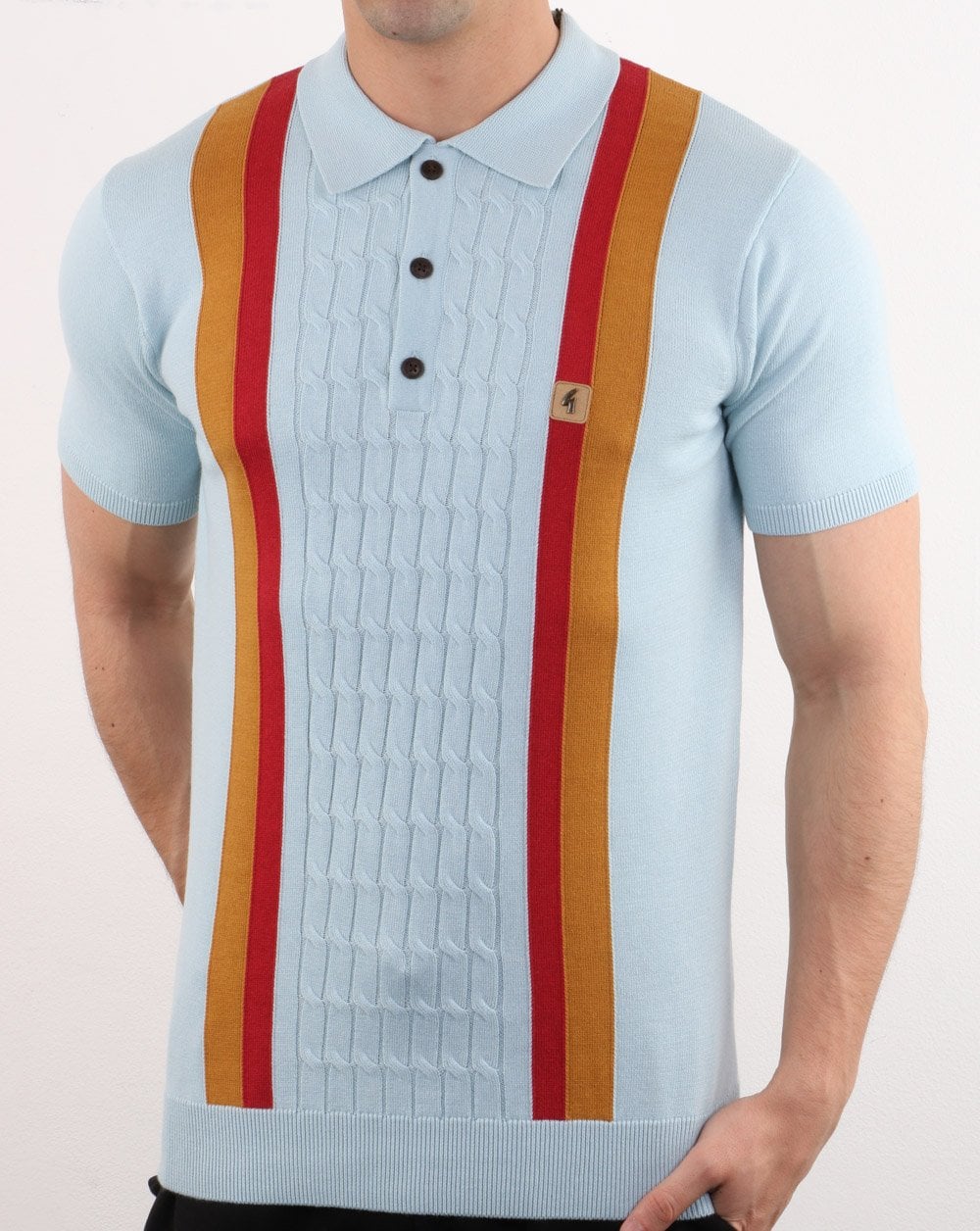 Gabicci Vintage Turney Gestreiftes Poloshirt Himmelblau