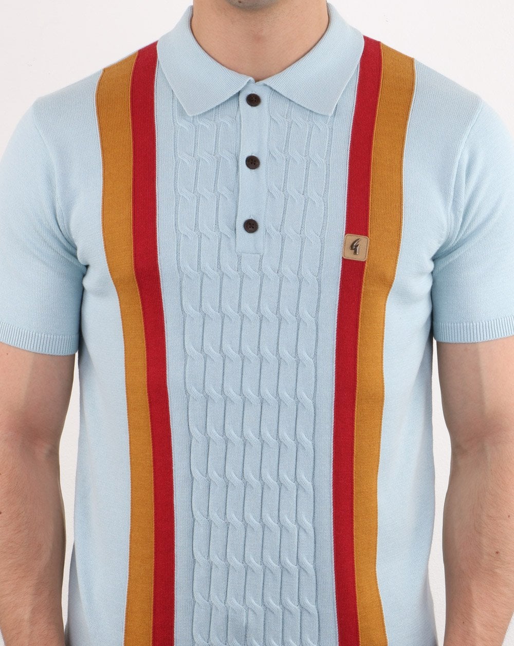 Gabicci Vintage Turney Gestreiftes Poloshirt Himmelblau