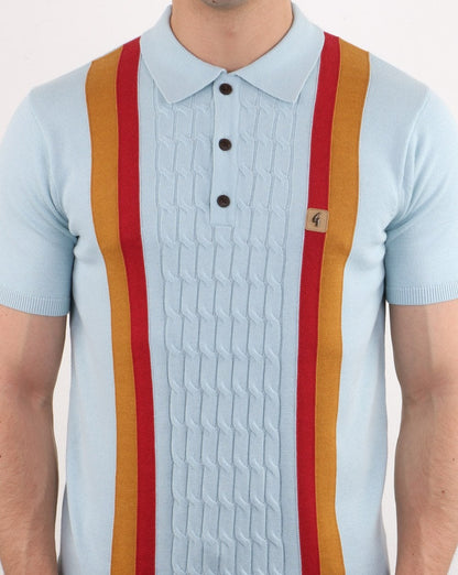 Gabicci Vintage Turney Gestreiftes Poloshirt Himmelblau